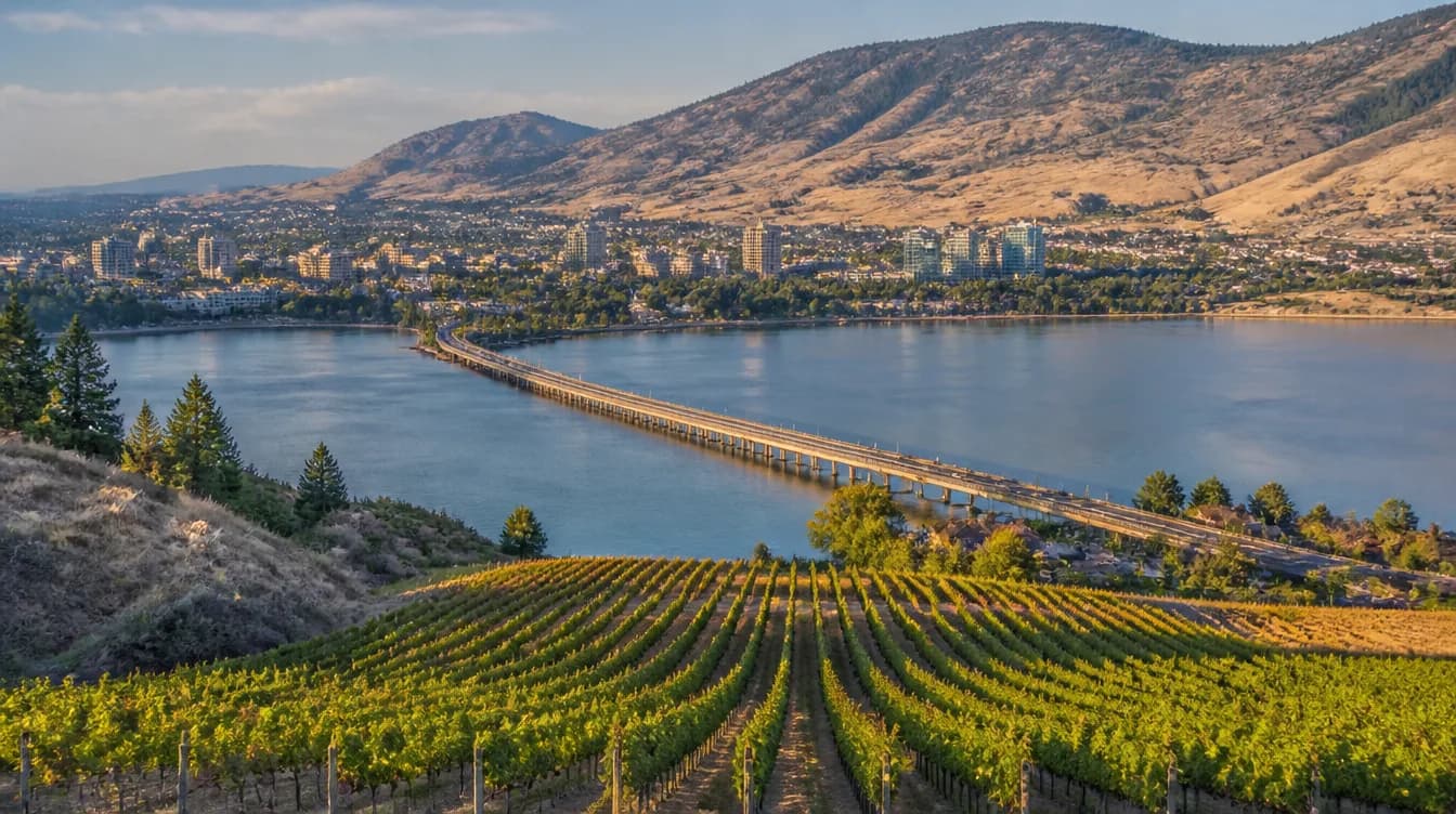 Cityscape of Kelowna, British Columbia — industrial wastewater treatment service area in Canada