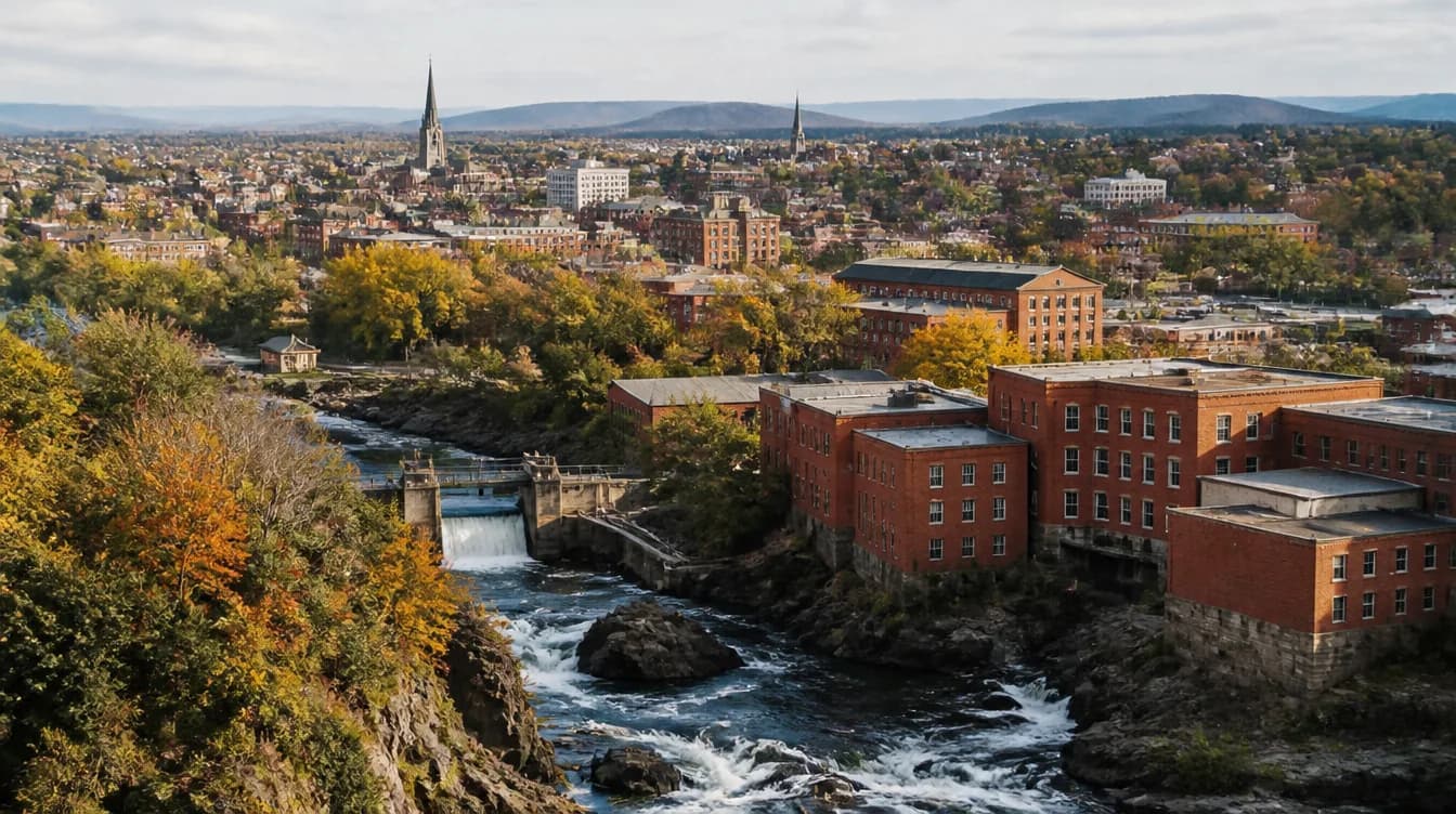 Cityscape of Sherbrooke, Quebec — industrial wastewater treatment service area in Canada