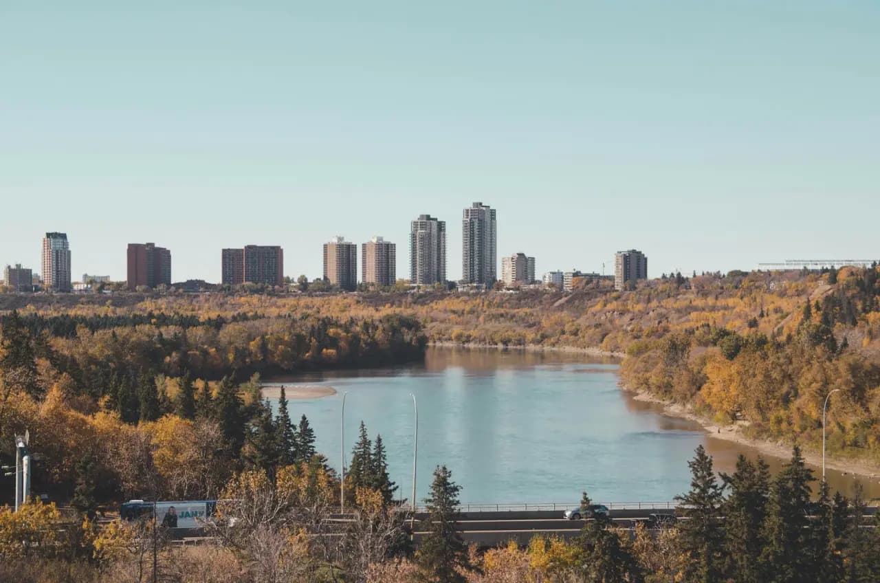 Cityscape of Edmonton, Alberta — industrial wastewater treatment service area in Canada