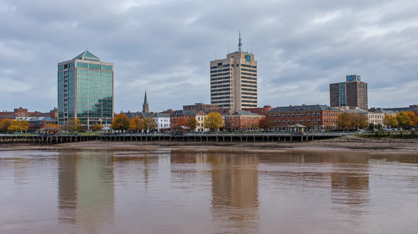 Cityscape of Moncton, New Brunswick — industrial wastewater treatment service area in Canada